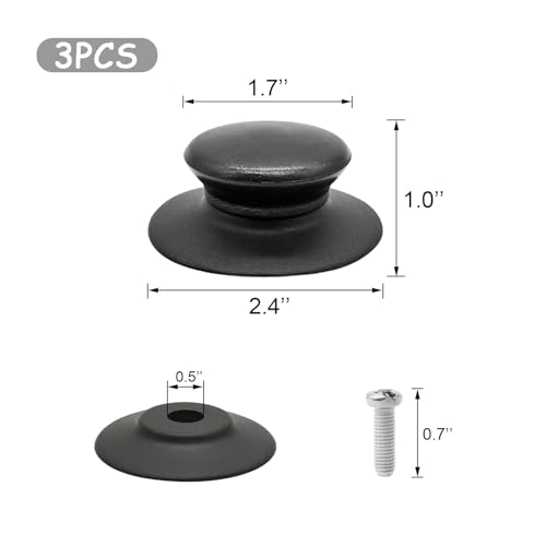 Black 3-Piece Universal Pot Lid Knob Replacements