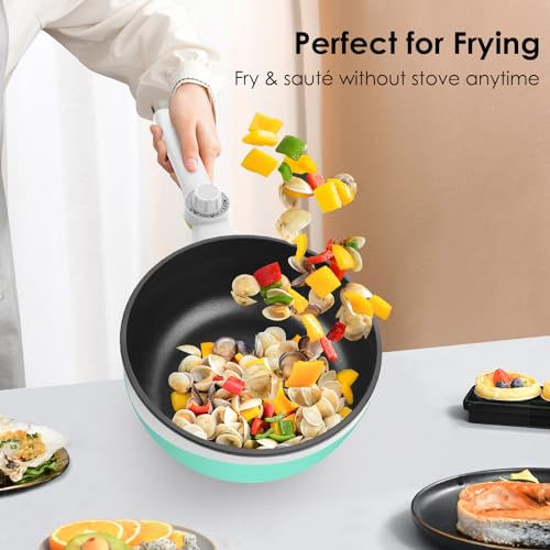 Audecook 1.7L Mini Electric Skillet - Portable Nonstick for Noodles, Steak, Soup, Eggs, Oatmeal