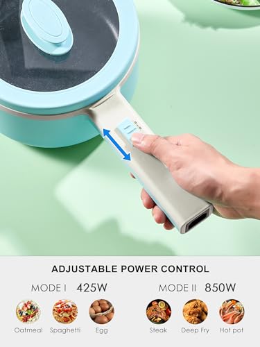 1.6L Non-Stick Portable Electric Hot Pot with Steamer (Aqua)