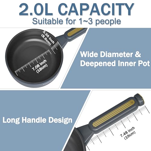 2L Electric Hot Pot with Dual Power Control and Silicone Spatula
