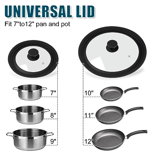Universal Pot, Pan & Skillet Lid - Tempered Glass with Silicone Rim