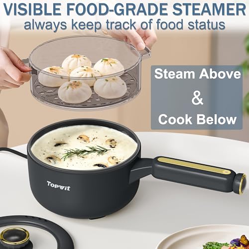 TopWit 2L Electric Hot Pot and Steamer in Grey