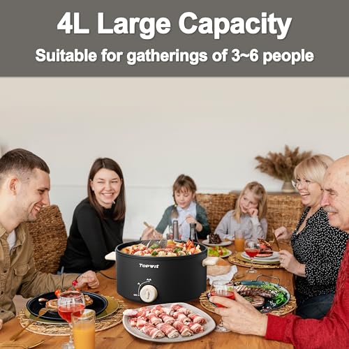 4L Non-Stick Electric Hot Pot, Dual Power, Black
